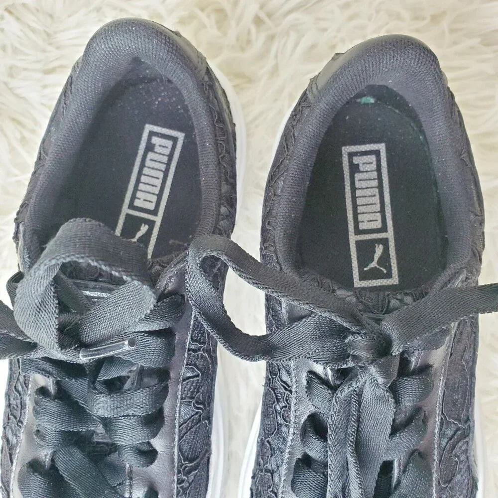 Puma Women's Basket Platform FO Sneakers Casual Shoes Black Size 6 EUC
